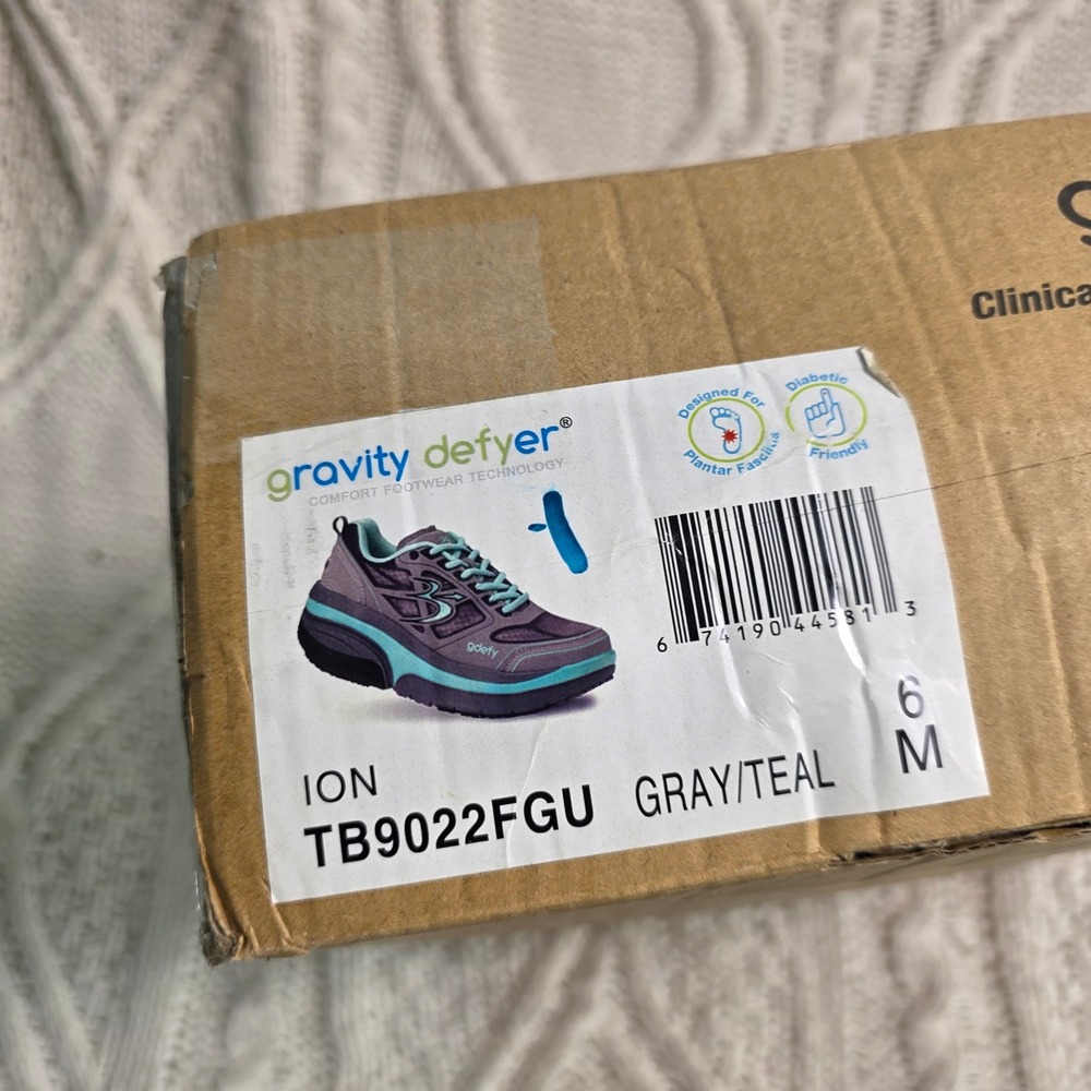 Gravity Defyer Ion Walking Shoes Gray Teal VersoShock Women Size 6 Excellent - Picture 7 of 7